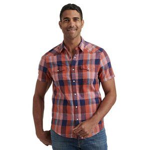 NWT Men's Lucky Brand S/S Western Plaid Snap-Front Shirt Sz Medium